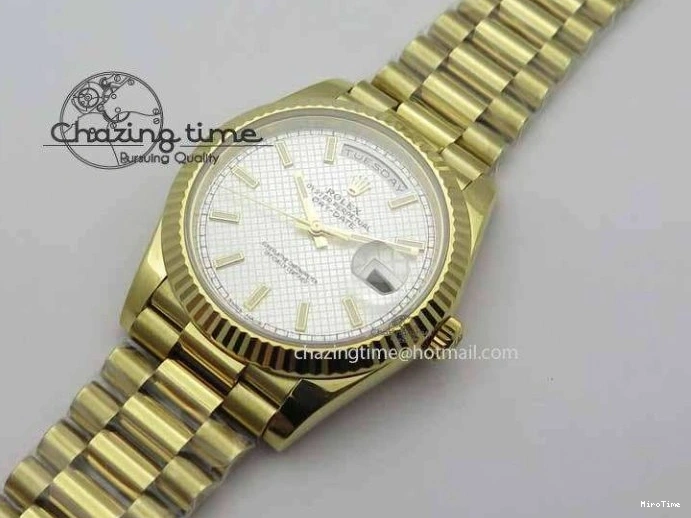 MiroTime 0427 Cozy Day-Date 40mm 228238 YG Noob 1:1 Best Edition Silver Dial On YG President Bracelet A 3710